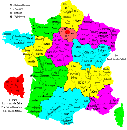 Carte départements